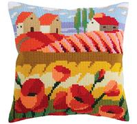 Collection d'Art Cross Stitch Kit: Cushion: Poppy Field, Multi, 40 x 40cm