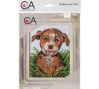 Collection D'Art "Dog In Grass Tapestry Kit, 100% Cotton, Multi-Colour, 20 x 25 x 0.10 cm