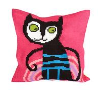 Collection D'Art Escaped Cat Pink Cushion Front Chunky Cross Stitch Kit