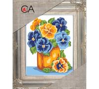 Collection D'Art "Flowers Pansies In Yellow Bowl Tapestry Kit, 100% Cotton, Multi-Colour, 20 x 25 x 0.100 cm