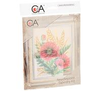 Collection D'Art "Flowers Poppies and Wheat Tapestry Kit, 100% Cotton, Multi-Colour, 20 x 25 x 0.10 cm