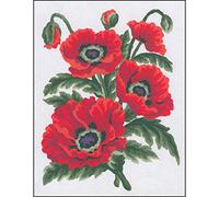 Collection D'Art "Flowers Poppies Tapestry Kit, 100% Cotton, Multi-Colour, 20 x 25 x 0.100 cm