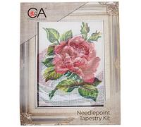 Collection D'Art "Flowers Red Rose Tapestry Kit, 100% Cotton, Multi-Colour, 20 x 25 x 0.100 cm