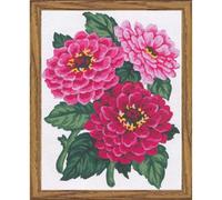 Collection D'Art "Flowers Zinnias Tapestry Kit, 100% Cotton, Multi-Colour, 20 x 25 x 0.10 cm