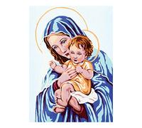 Collection D'Art "Madonna and Child Printed Tapestry Canvas, White, 30 x 40 cm