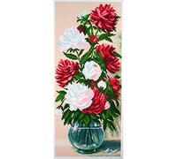 Collection d'Art PA1058 Peonies Printed Aida for Cross Embroidery, Cotton, Multi-Colour, 16 x 38 cm