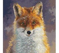 Collection d'Art PA1878 Foxy Printed Aida for Cross Embroidery, Cotton, Multi-Colour, 34 x 34 cm