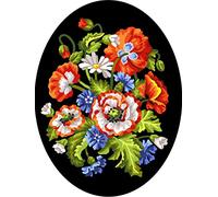 Collection D'Art Printed Tapestry Windmill Cottage, 40 Cross Stitches per 10 cm, Canvas Size 30x40 cm, 100% Cotton, White, 25 x 30 x 0.1 cm