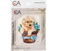 Collection D'Art "Puppy In Flower Pot Tapestry Kit, 100% Cotton, Multi-Colour, 20 x 25 x 0.100 cm