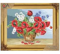 Collection D'Art Tapestry kit Flowers 1, 100% Cotton, Multi-Colour, 38 x 25 x 0.5 cm
