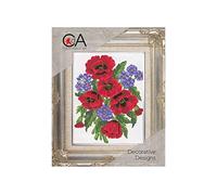 Collection D'Art Tapestry Kit Flowers Poppy Bunch, 100% Cotton, Multi-Colour, 20 x 25 x 0.10 cm