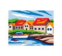 Collection D'Art Tapestry Kit Houses On The Shore, 100% Cotton, Multi-Colour, 20 x 25 x 0.100 cm