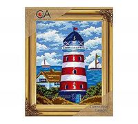 Collection D'Art Tapestry Kit Lighthouse, 100% Cotton, Multi-Colour, 38 x 25 x 0.5 cm