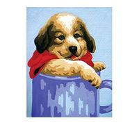 Collection D'Art Tapestry Kit Puppy in Blue Mug, 100% Cotton, Multi-Colour, 20 x 25 x 0.1 cm