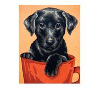 Collection D'Art Tapestry Kit Puppy in Red Mug, 100% Cotton, Multi-Colour, 20 x 25 x 0.100 cm