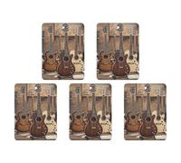 Collection Guitar Car Air Freshener Hanging Incense Chips 5 Pack Automotive Scented Hanging Sheets for Car Home Auto Interior Decor Square,black-style