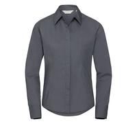 Collection Long Sleeve Poly-Cotton Easy Care Fitted Poplin Shirt Russell Grey 4XL
