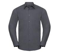 Collection Long Sleeve Poly-Cotton Easy Care Tailored Poplin Shirt Russell Grey XXL