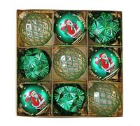 Collection of 9 8cm Christmas Ball Ornaments for Tree Hanging Decorations Made for Holiday Wedding Party and Home Festive Display (Green)