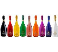 Collection of 9 Accademia Prosecco By Easy Wine Shop Purple, Green, Red, Blue, Orange, Yellow, Black, White, Rose.