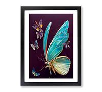 Collection Of Butterflies Framed Print | A4 Black Framed Wall Art | Ready to Hang | Modern Nature Picture | Living Room Bedroom Lounge Office