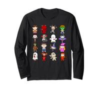 Collection of Creatures Ghosts Witches Zombie Halloween Joke Long Sleeve T-Shirt