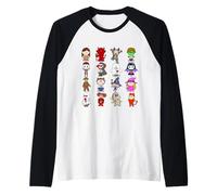 Collection of Creatures Ghosts Witches Zombie Halloween Joke Raglan Baseball Tee