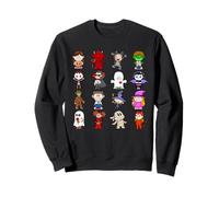 Collection of Creatures Ghosts Witches Zombie Halloween Joke Sweatshirt