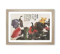 Collection of Flowers by Zhao Zhiqian Framed Print | A2 Oak Framed Wall Art | Ready to Hang | Modern Floral Picture | Living Room Bedroom Lounge Office