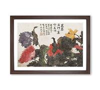 Collection of Flowers by Zhao Zhiqian Framed Print | A2 Walnut Framed Wall Art | Ready to Hang | Modern Floral Picture | Living Room Bedroom Lounge Office