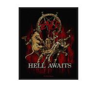 Collection Patch Hell Awaits Band Logo new Official Black Woven (10 cm x 10 cm) | Size: 10 cm x 10 cm Collection Black 10 cm x 10 cm