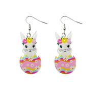 Collection Stud Earrings Easter Children Girls Earrings Acrylic Cute Rabbit Flower Egg Spring (F, One Size)