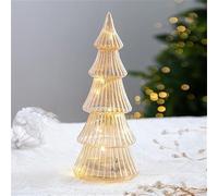 Collection Type of 5 Illuminated Mercury Glass Trees - Illuminated Mercury Glass Christmas Trees, with LED Gold Light up Decor, Xmas Home Party Centerpiece Mantel Gift (A)
