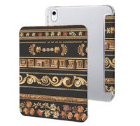 Collections of Old Greek Ornaments Golden Antique Borders Dark Cute Protective Case Compatible for IPAD 10代 (10.9in) Trifold Tablet Cover Non-Slip Cases