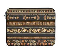 Collections of Old Greek Ornaments Golden Antique Borders Dark Laptop Case Sleeve Bag 10inch Durable Shockproof Protective Computer Carrying Cover Briefcase
