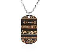 Collections of Old Greek Ornaments Golden Antique Borders Dark Memorial Necklace Titanium Steel Rectangle Tag Chain Pendant Jewelry Gift