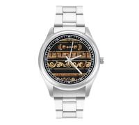 Collections of Old Greek Ornaments Golden Antique Borders Dark Men's Casual Watch with Stainless Steel Strap Alloy Quartz Wrist Watches