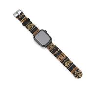 Collections of Old Greek Ornaments Golden Antique Borders Dark Watch Bands Replacement Silicone Straps Sport Wristbands Compatible for Apple Watch 38mm/40mm