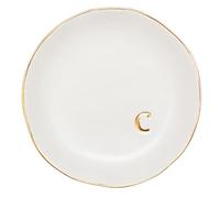 COLLECTIVE HOME - Ceramic Jewelry Tray, Decorative Trinket Dish for Rings Earrings Necklaces Bracelet Watch Keys, Birthday Mother's Day for Women, 4.75", White Surface (C)