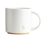 COLLECTIVE HOME - Monogram Ceramic Mugs, 15 oz Golden Initial Coffee Cups, Elegant Alphabet Tea Mugs, Elegant Personalized Mug with Gift Box, Luxurious Cups for Office and Home (s)