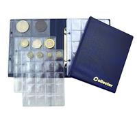 COLLECTOR Coin Album for 126 Coins, 10 Pages with Mixed-Size Pockets for Small to Large Coins, Blue