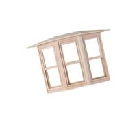 Collector Window Frame for 1: 12 Scene Layouts with Wooden Bay Design, Roofed Vintage Look, Display Decor, Hobby Accent Use Indoors Miniature Dollhouses Furniture Dolls Houses Decors Roofed Window