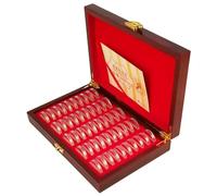 Collectors Wooden Coin Box - Handmade Storage Holder, Protective Insert for Multiple Coin Sizes, Premium Display Case, Universal Commemorative Collectors Organizer | 50 Display Colle