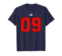 College 09 Number Style Vintage USA Flag T-Shirt