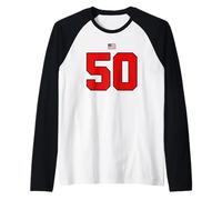 College 50 Number Style Vintage USA Flag Raglan Baseball Tee