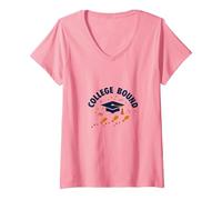 College Bound Kids Future Graduate Gift V-Neck T-Shirt, Women, Pink, XL
