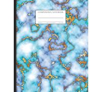 College Ruled Composition Notebook, 7.5″ x 9.25″, Golden Blues Marble Pattern Cover, 160 Pages: Elegant Marble-Pattern Writing Notebook for School, Work, or Home