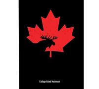 College Ruled Notebook: Canada Maple Leaf Moose Cut Out - 90 Page College Ruled Composition Notebook
