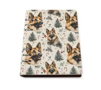 College Ruled Notebooks for School - Cute German Shepherds Print Pu Leather Travel A5 Lined Book Journal for Women Men, 90 Pages, Hardcover Refillable Notebook Paper for Writing Business