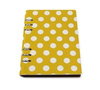 College Ruled Notebooks for School - Golden Yellow Polka Dot Print Pu Leather Travel A5 Lined Book Journal for Women Men, 90 Pages, Hardcover Refillable Notebook Paper for Writing Business